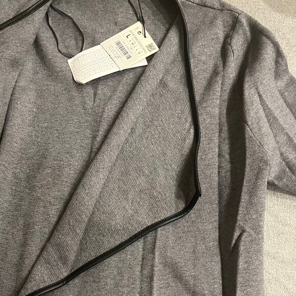 Zara Knit Marble Cardigan Coat Faux Leather Trim - Picture 9 of 12